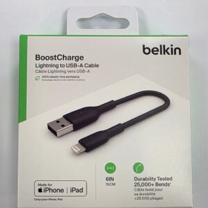 Cable Lightning USB-A 15Cm negro